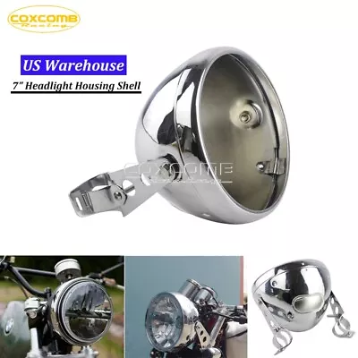 Motorcycle Universal 7  Round Headlight Housing Shell Bucket Mount For Harley • $42