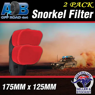 2 X RED Snorkel Sock Pre Filter Cleaner 4  175x125mm Ram Head Cover Air Filter • $41