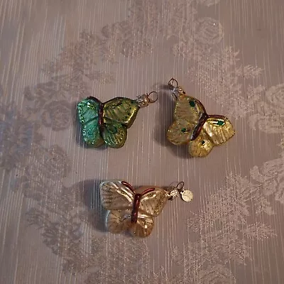 Vtg Lot Christmas Ornaments Small Glass Dept 56 Butterfly Poland BEAUTIFUL! • $25