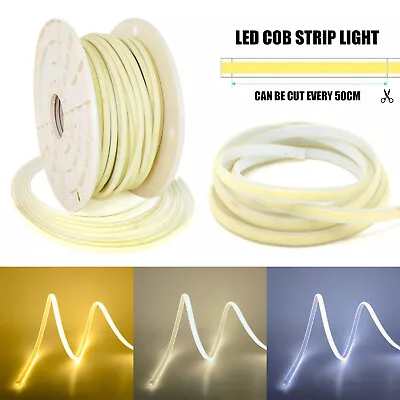 220V-240V Seamless Spotless COB LED Strip Lights IP65 High Density Flexible Tape • £7.80