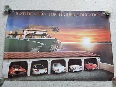 Justification For Higher Education Poster - 1989 - Vintage Original • $119.99