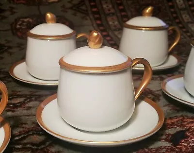 PORTLAND Fitz & Floyd Palais Meier Frank Gold White Demitasse Espresso Coffee • $225