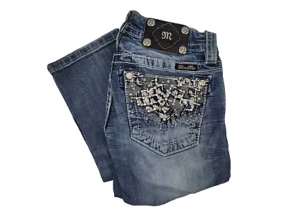 Miss Me Jeans Womens Size 26 Blue Signature Cuffed Capri Stretch Denim • $17.99