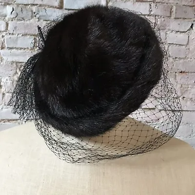 Vintage Andre Of Canada Dark Mink Hat Netting Size 7 1/4 • $49