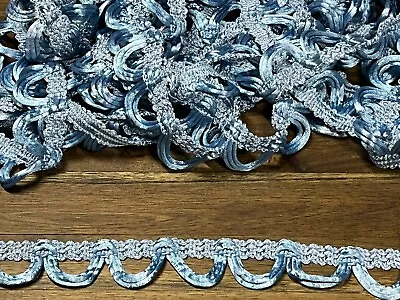 Lace Trim Sewing Trim Craft Vintage Satin Loops ~stunning Blue~sold By The Yard • $5.99