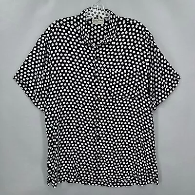 Kenny Flowers Shirt Mens XXL Button Up Organic Rayon Hawaiian Polka Dot Black • $39.99