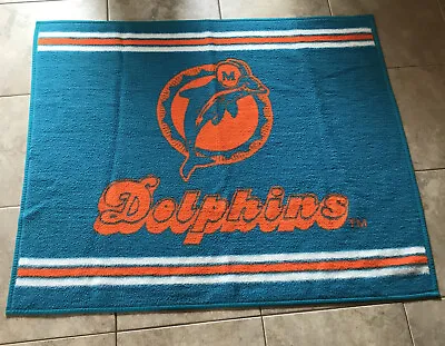 Vintage NFL Miami Dolphins Biederlack Stadium Throw Blanket 54 X 48 Inch • $19.90