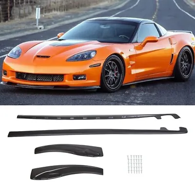 Matte Black For 2005-2013 Chevy Corvette C6 Z06 Side Skirts Rocker Panels Lip • $169.99