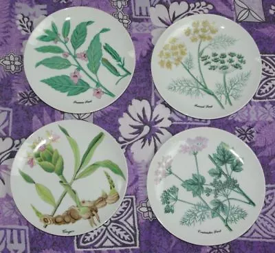 Set 4 Vtg Horchow Botanical Herb Seed Plant 7.75  Salad Desert Plates Japan • $17.97