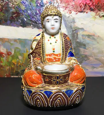 Porcelain Buddha Figurine Moriage Incense Burner Altar Moriyama Japan 5 1/2” • $45.03