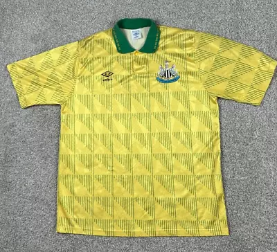 VTG Newcastle United Jersey Mens Large Yellow Umbro 1990-91 Away Soccer Football • $399.95