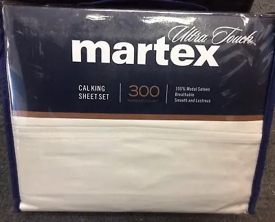 Martex 300 Thread Count 100% Cotton Modal Sateen California King Sheet Set Cream • $59.95