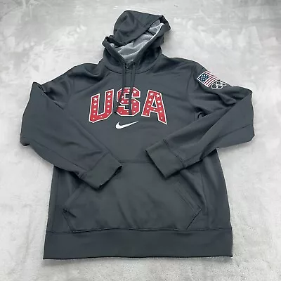 Nike Hoodie Mens Small S Grey Team USA Olympics Therma Fit Sweatshirt Flag* • $23.99