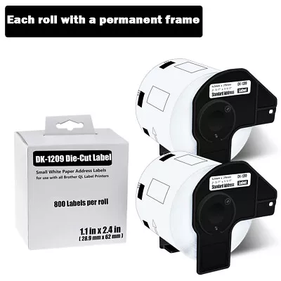 2 Roll White Address Labels DK1209 Fits For Brother QL-570 QL-580N W/2 Frame • $17.99