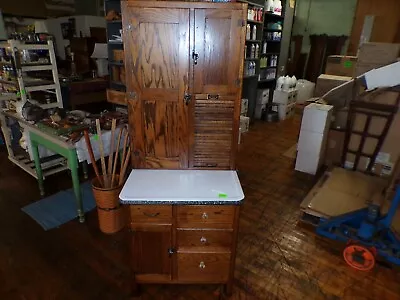 Antique Sellers Kitchen Cabinet Hoosier Style 1/2 Size 26  Wide Oak  1900's • $1775