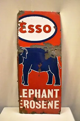 Vintage Esso Elephant Kerosene Sign Board Porcelain Enamel Gas Oil Pump Displa 7 • $196.12