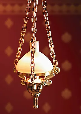 Light Gold Coloured Hanging Kerosene Lamp 1:12 Scale Dolls House Miniature 041 • $11.19