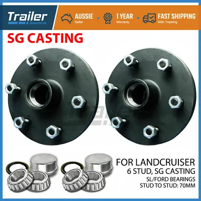 $82.79 • Buy Pair Of Trailer Hubs For Landcruiser 6 Stud With Ford SL Bearings. SG CASTING
