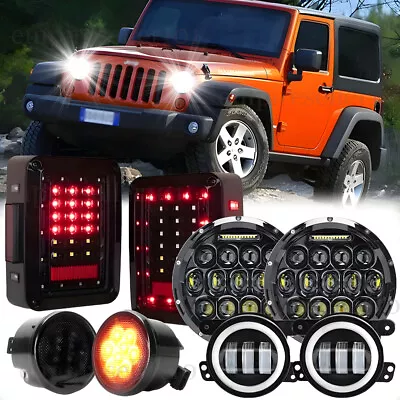 7  Round Led Halo Headlights Tail Light Fog Lamp Turn Signal Set For Jeep 07+ JK • $174.99