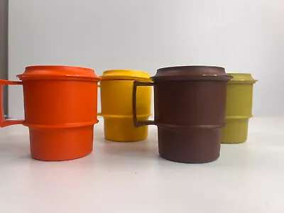 Set Of 4 Vintage Tupperware Cups (1312-50) With Matching Lids (1313-2) • $24.99