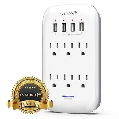 6 Outlet Extender 1225J Surge Protector With 4 USB Charger Port Wall Adapter Tap • $16.99