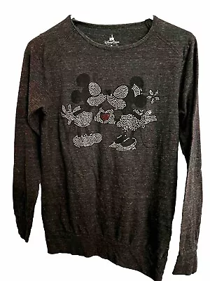 Disney Parks Womens Minnie Mouse Mickey Mouse LOVE Grey Rhinestone Med • $16