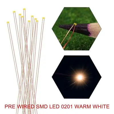 10pcs Pre-wired SMD LED 0201 Warm White Micro Copper Wire LED Lights C0201WM • $12.99