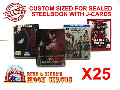 25x BLU-RAY STEELBOOK WITH J-CARDS (SIZE BR5) - CLEAR PLASTIC BOX PROTECTORS  • $24.98
