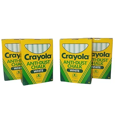 NOS Vintage 1988 Crayola Binney & Smith White Anti-Dust Chalk 4 Boxes Of 12 New • $44.99