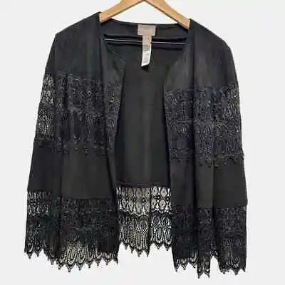 CHICO’S Black Shrug Kimono Size 1 Medium Boho Witchy • $49