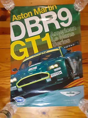 Vintage Aston Martin DBR9 GT1 American Le Mans Series 2 Sided Rare Car Poster • $55