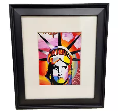 Peter Max Drawing - Painting Oil On Paper Signed Framed   Statue Of Liberty   • $329.99