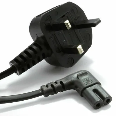 UK 3 Pin Plug To Right Angled Figure 8 (C7) Power Cable _ 1M 2M 5M • £6.49