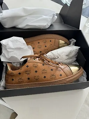 MCM Men's Terrain Lo Sneakers In Visetos Cognac - BRAND NEW IN BOX! • $299