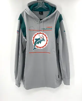 Miami Dolphins Throwback Team Issued Nike Dri Fit Hoodie Big Middle Logo 3xl • $89