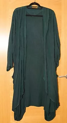 HAMPSTEAD BAZAAR Size XXL (24/26/28) Forest Green L/S Open Duster Jacket Batwing • £55