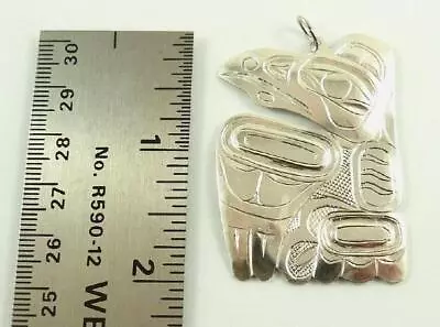 Signed N.W. Coast Native American Sterling Silver Thunderbird Motif Pendant • $250