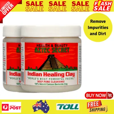 $23.04 • Buy 2 X Aztec Secret Indian Healing Clay Facial Deep Pore Cleansing Mask - 454g/1lb
