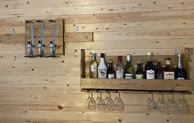 Wall Mounted Home 100cm Bar Drinks Unit Gin Rack Cocktail Cabinet Wine... • £90