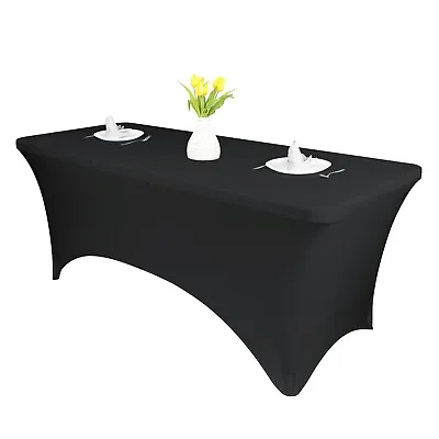 4Ft Stretch Rectangular Spandex Tablecover For Folding Tables Wedding Party Deco • £9.99