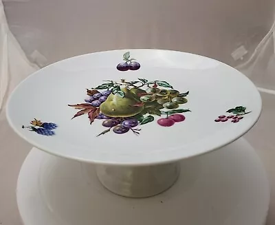$22 • Buy Naaman Israel Pedestal Cake Stand Plate Pear Grape Porcelain Footed Hand Painted