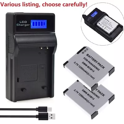 Battery Or LCD Charger For Panasonic DMW-BCM13 Lumix DMC-ZS50 DMC-ZS40 DMC-ZS30K • $7.35