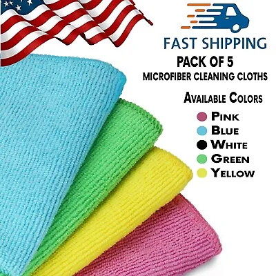 5 Pcs Microfiber Cleaning Cloth Wash Towel Drying Rag Car Polishing Detailing • $7.08