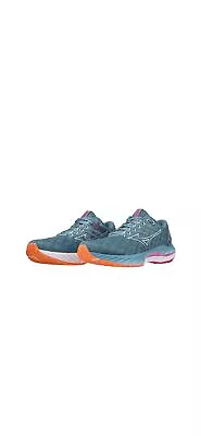 Mizuno Wave Inspire 19 Womens Running Shoes Blue Orange Sz 8 EU 38.5 • $72.99