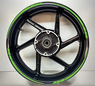 Green Tapered Motorcycle Wheel Rim Tape Stickers Bike Decal 003 • £8.95