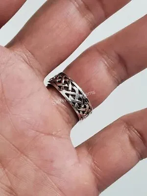 925 Sterling Silver Band Ring Celtic Woven Band Men's Ring Band Silver Ring DC11 • $16.99