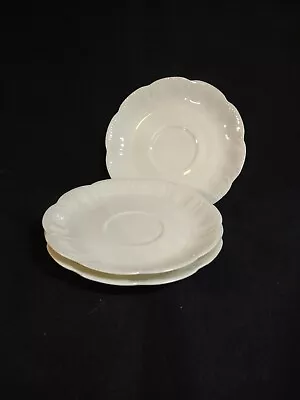 Scalloped  3 Sausers White Dotted Edge 6   T Haviland Limoges France • $10.99