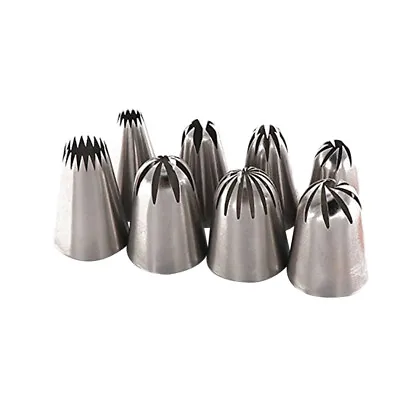 8pcs Pastry Cake Decorating Nozzles Tips Set Kit For Icing Piping Bag Tool Pen • £10.99