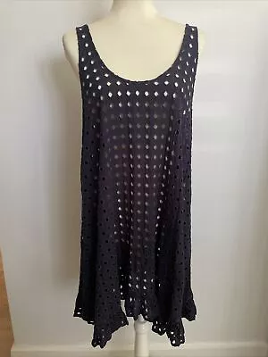 Tigerlily Navy Blue Cutout Beach Cover Up Mini Dress Size 8 Sleeveless • $24.95