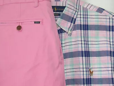 RALPH LAUREN Pink Golf Pants Mens 29 X 30 Matching Shirt Perfect Preppy Straight • $48.99